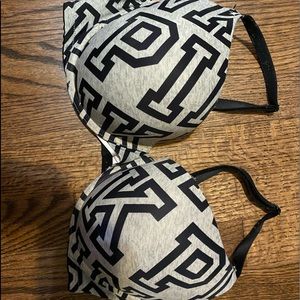 VS Pink logo pink push up bra